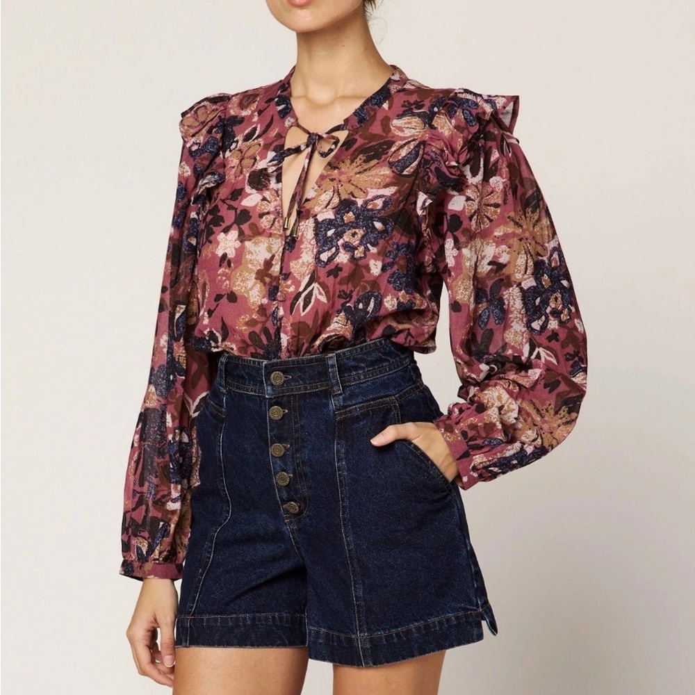 Cleobella Prius Tie-Neck Blouse